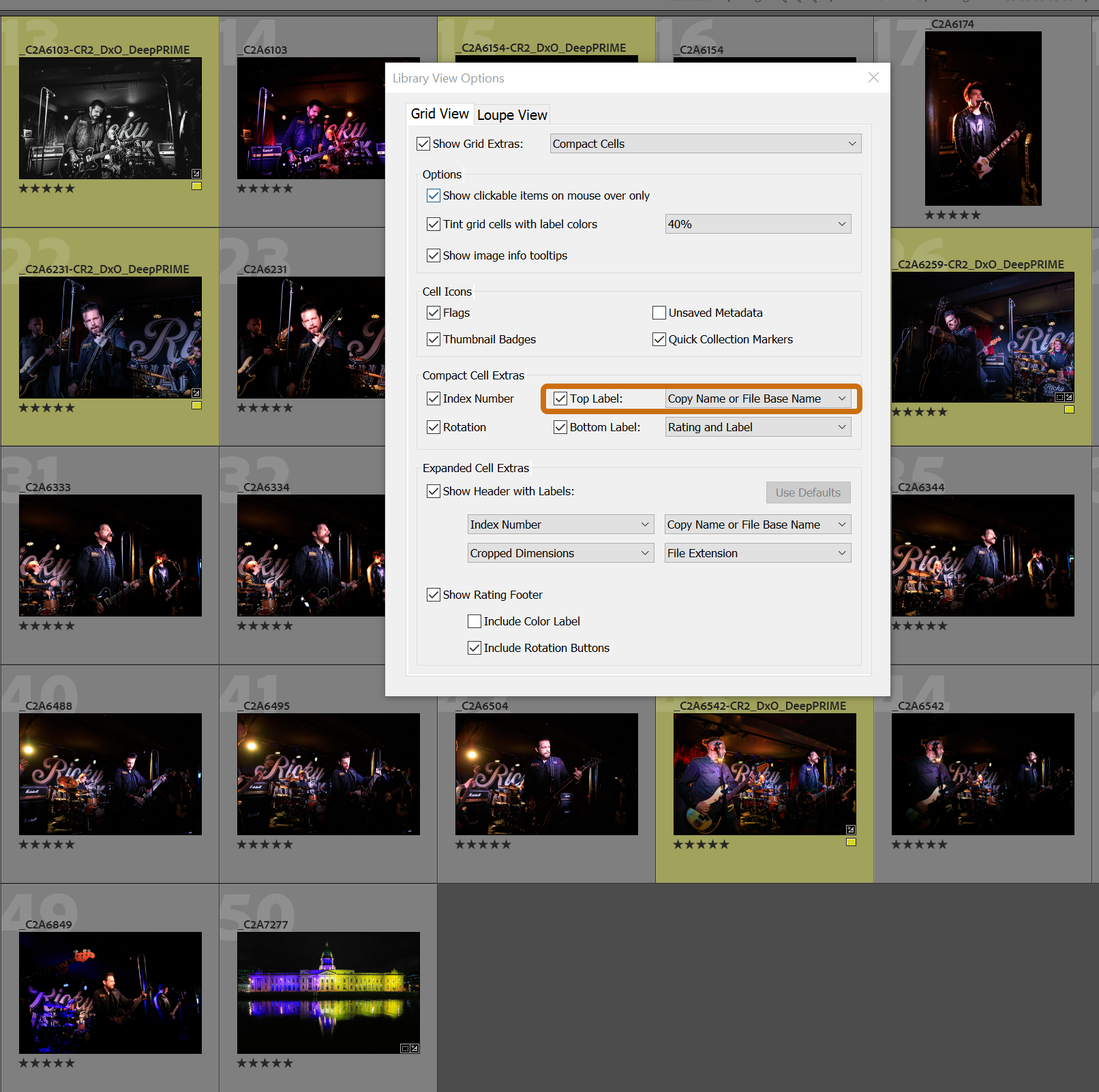 Adobe Lightroom Grid View Top Label Adobe Lightroom Grid View Top Label