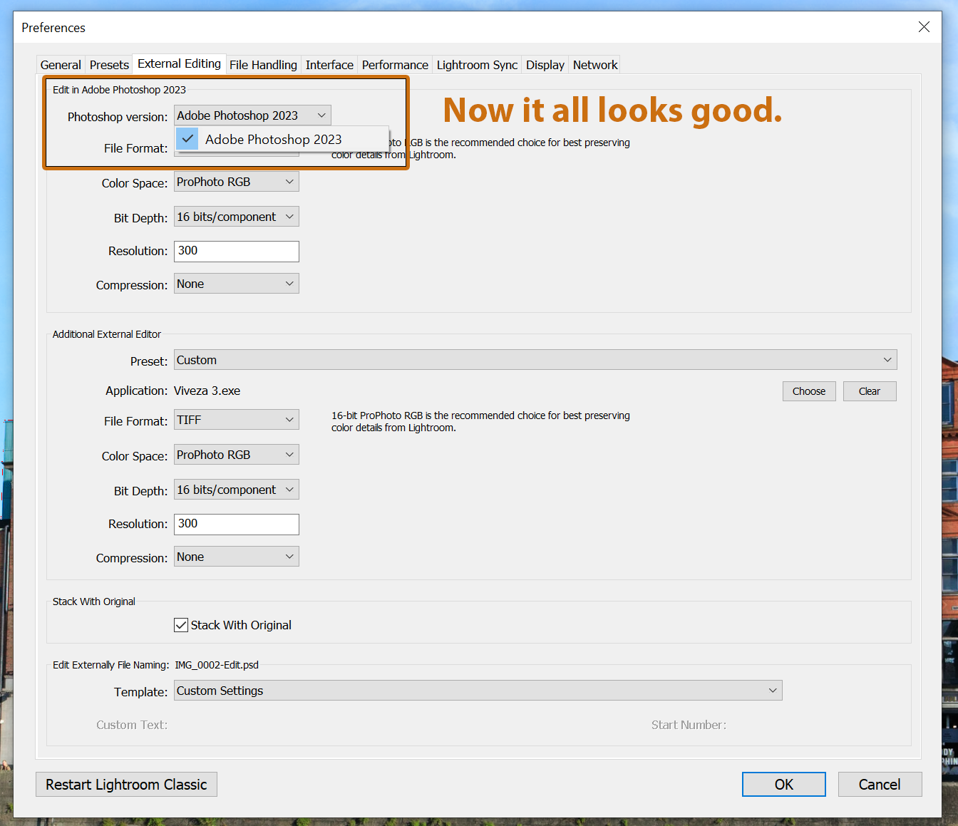 Adobe Lightroom External Editor now shows Adobe Photoshop 2023 Adobe Lightroom External Editor now shows Adobe Photoshop 2023