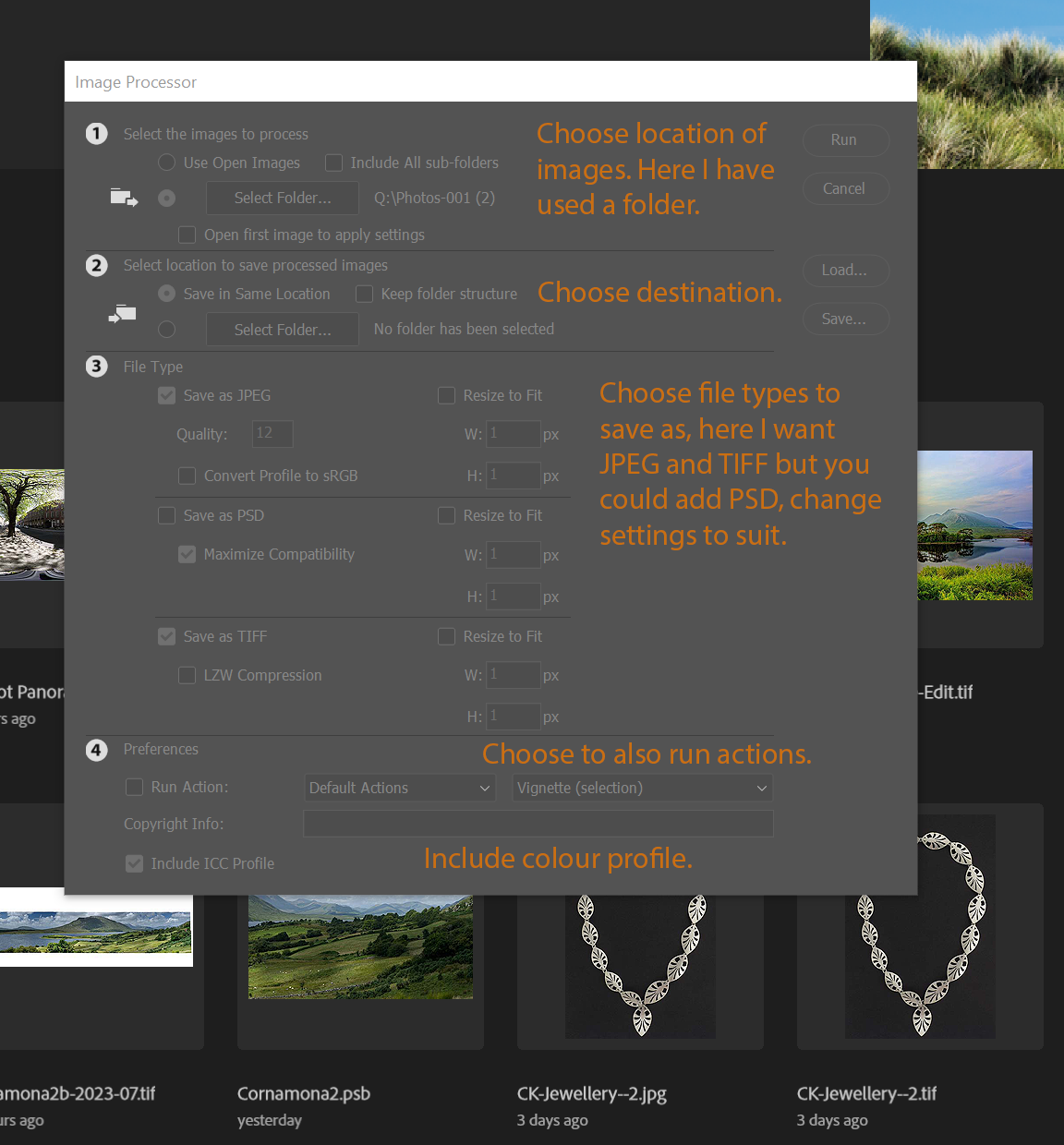 Adobe Photoshop - Image Processor Options Adobe Photoshop - Image Processor Options