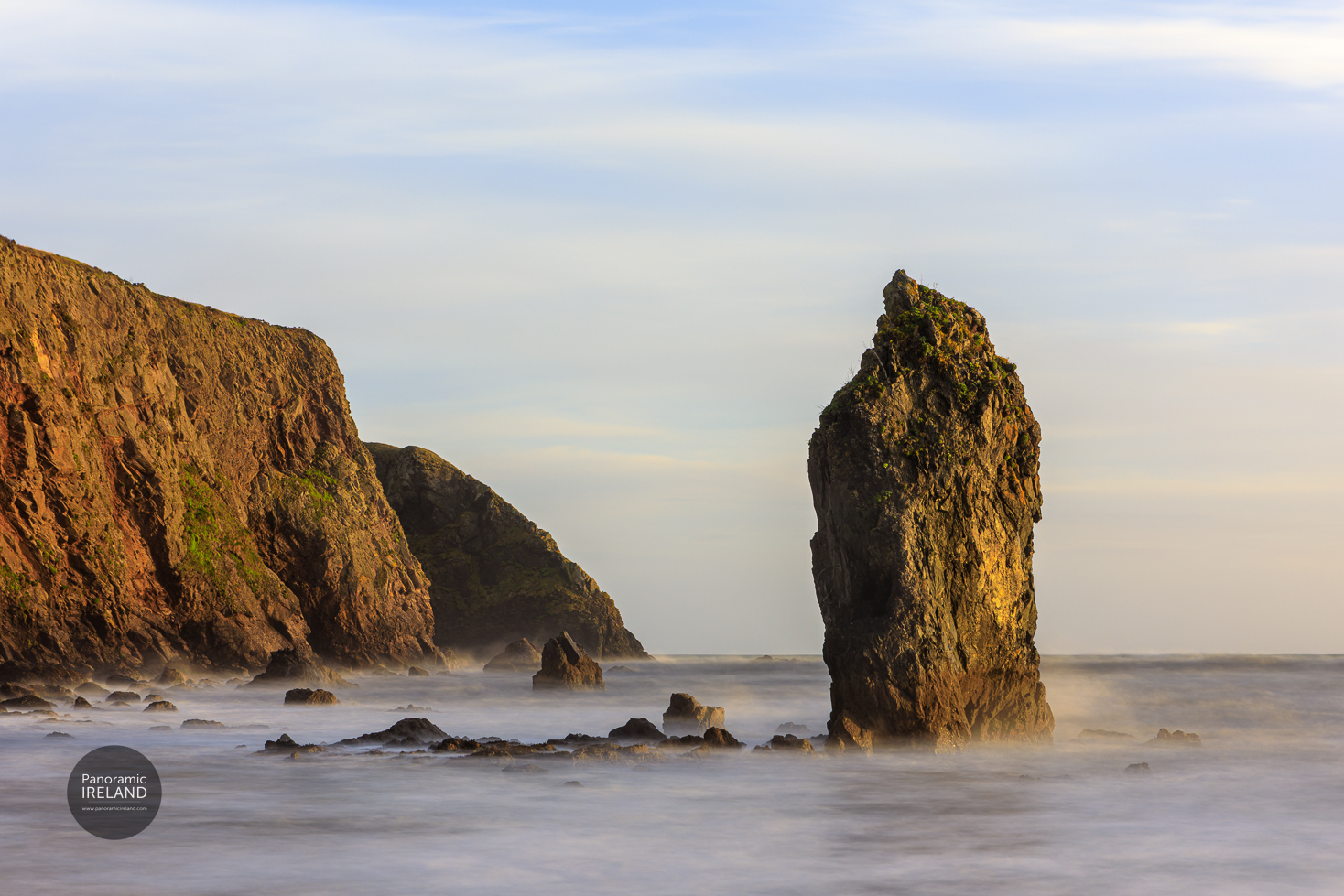 Seascape Sea Stack at Sunset, Irish Coast Seascape Sea Stack at Sunset, Irish Coast