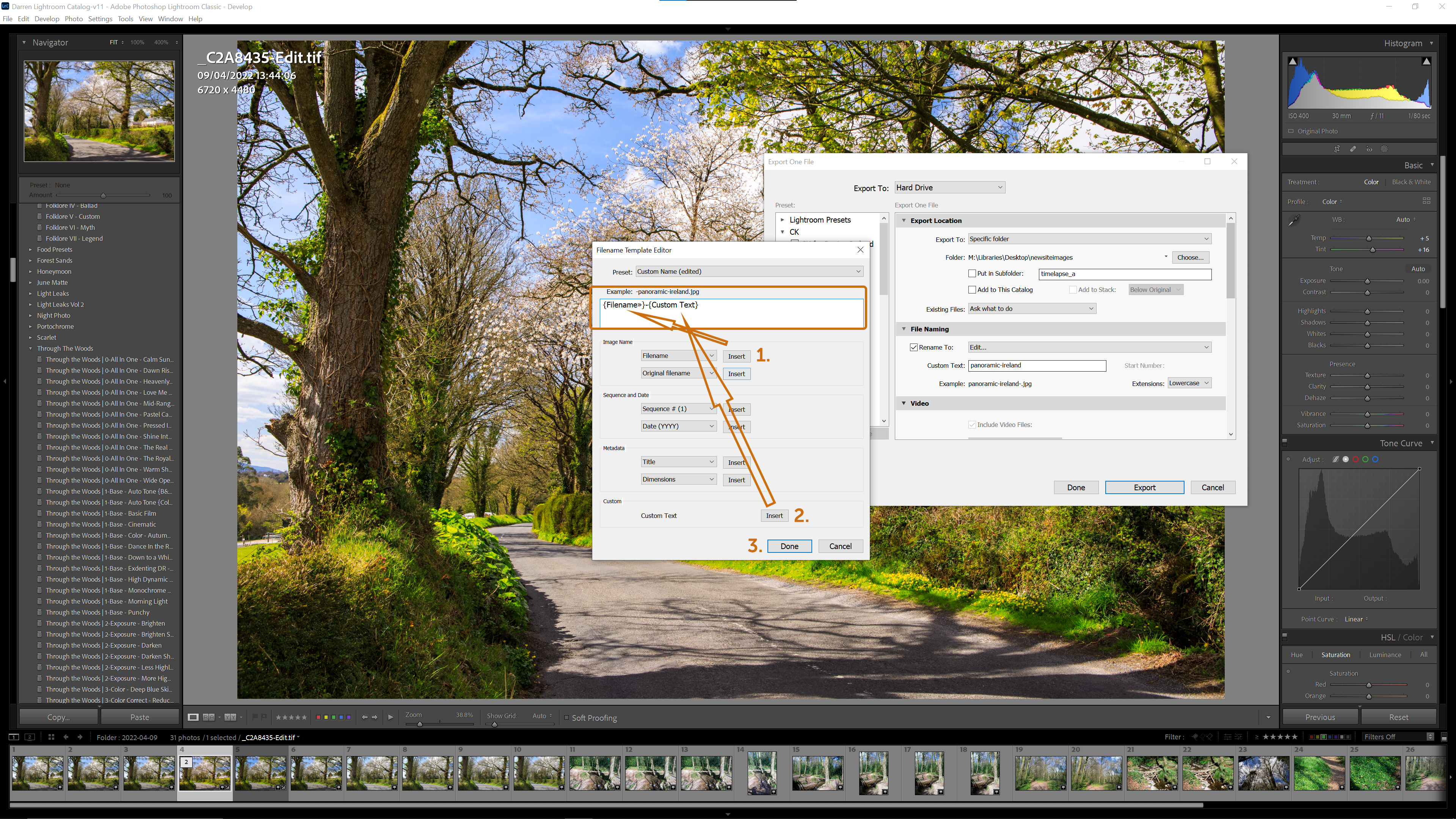 Editing Custom Name in Adobe Lightroom
