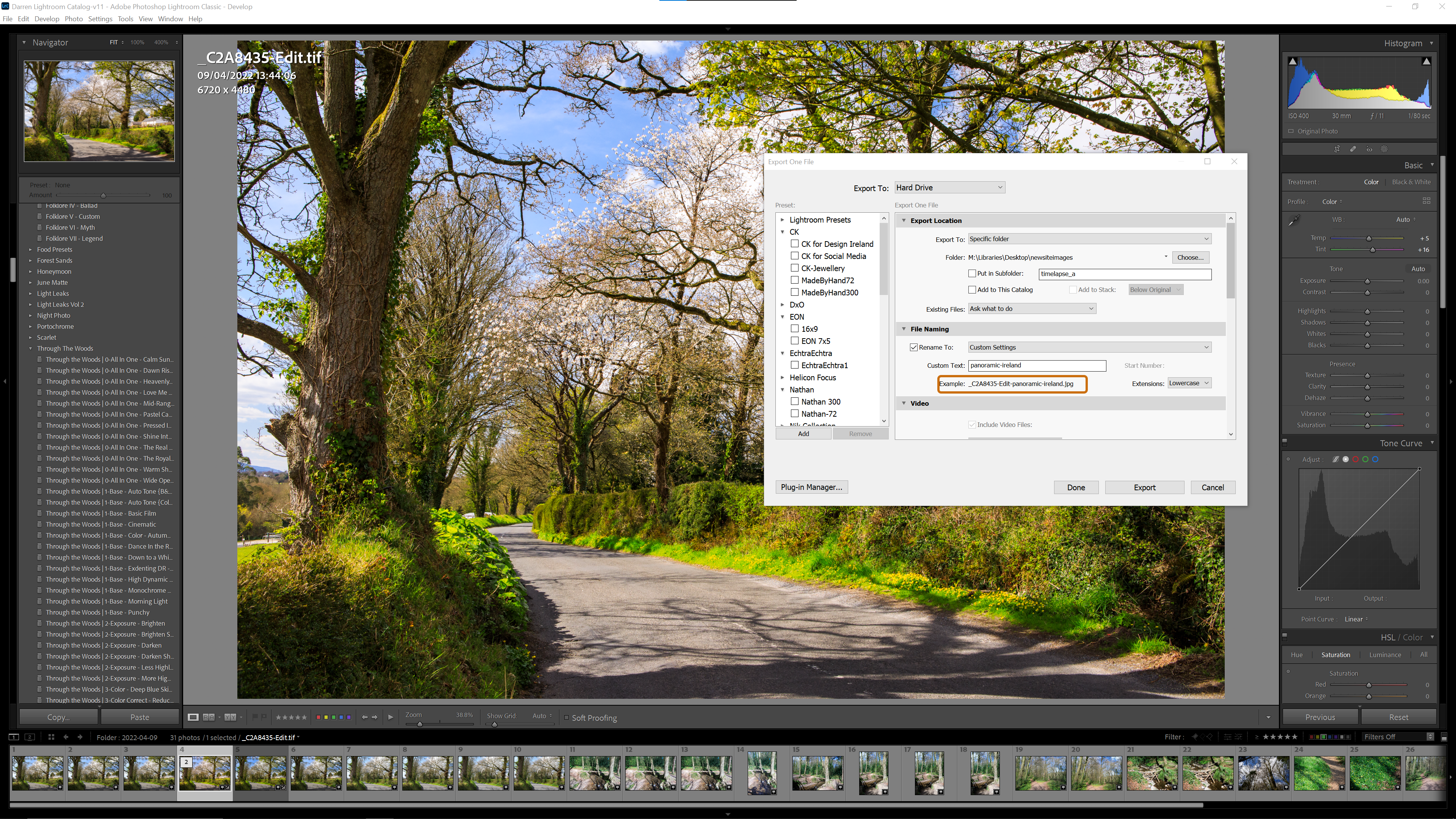 Adobe Lightroom, File Renamed Ready to Export