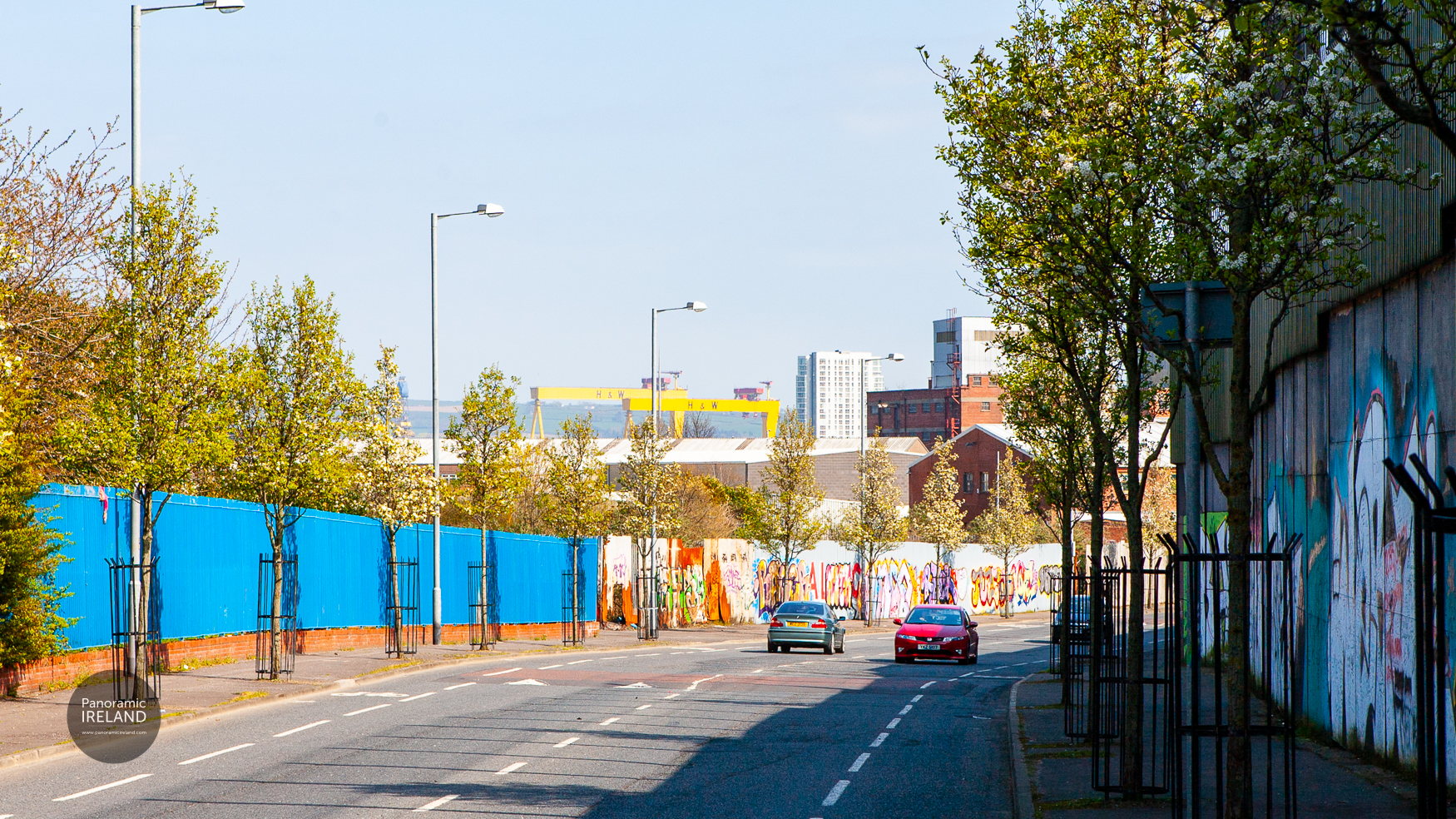 Samson and Goliath, Harland and Wolff cranes as seen from the Peace Walls in Belfast Samson and Goliath, Harland and Wolff cranes as seen from the Peace Walls in Belfast