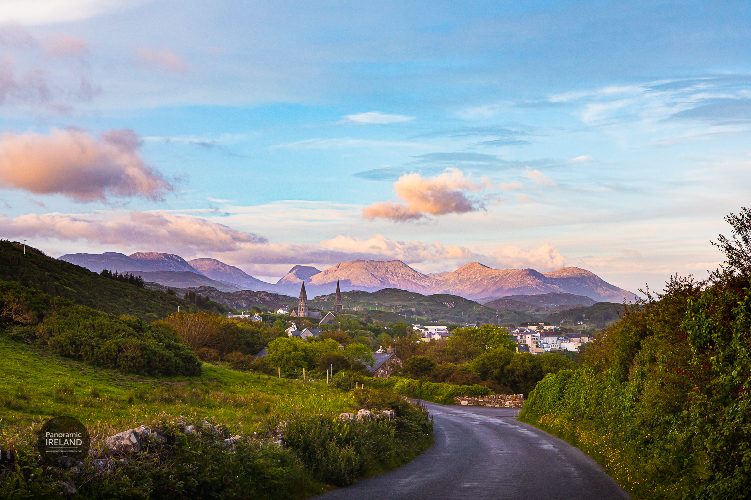 Clifden, majestically nestled between the Twelve Bens and the Atlantic in Connemara, County Galway Clifden, majestically nestled between the Twelve Bens and the Atlantic
