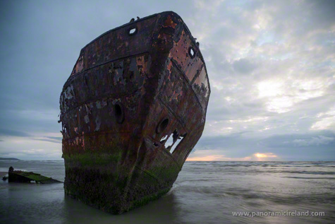 The Irish Trader shipwrecked on Baltray Beach, Ireland