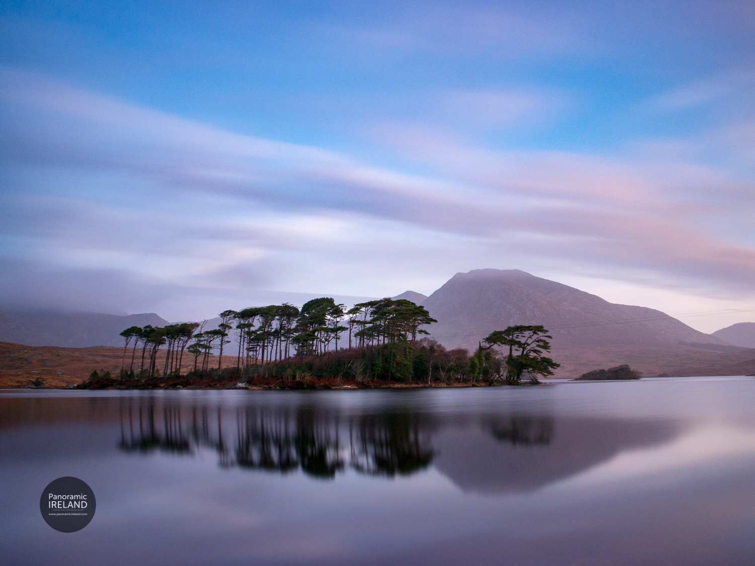 Pine Island on a cloudy day in Connemara Pine Island, Derryclare, Connemara, Ireland