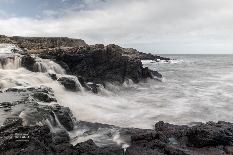 Waterfall meets the sea, North Antrim Coast of Northern Ireland
