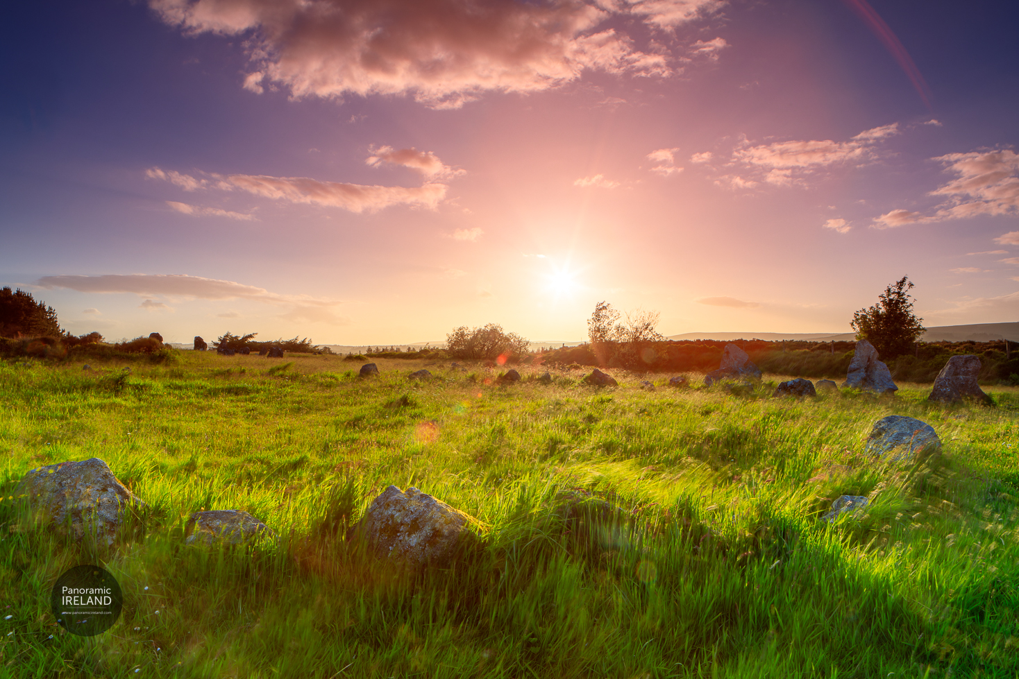 Beautiful Sunset at the Stone Circles in Summer, Ireland Beautiful Sunset at the Stone Circles in Summer, Ireland