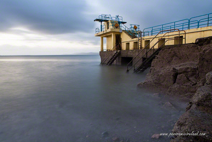 Blackpool diving tower, Salthill seen from a low viewpoint.
