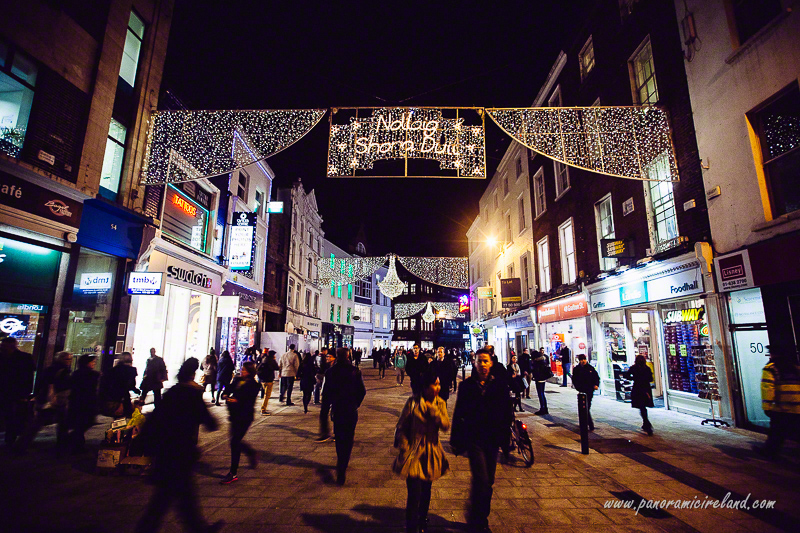 Nollaig Shona Duit Christmas lights on Grafton Street, Dublin