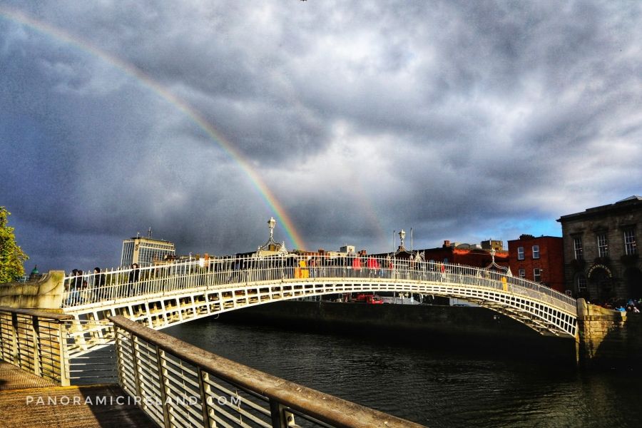 Rainbow over Dublin&#039;s Ha&#039;penny Bridge
