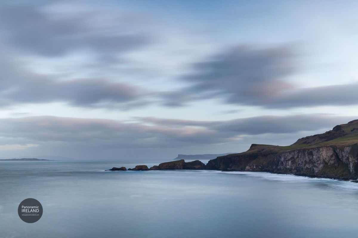 Pink Sky and White Cliffs at Sunset on the Antrim Coast, Ireland