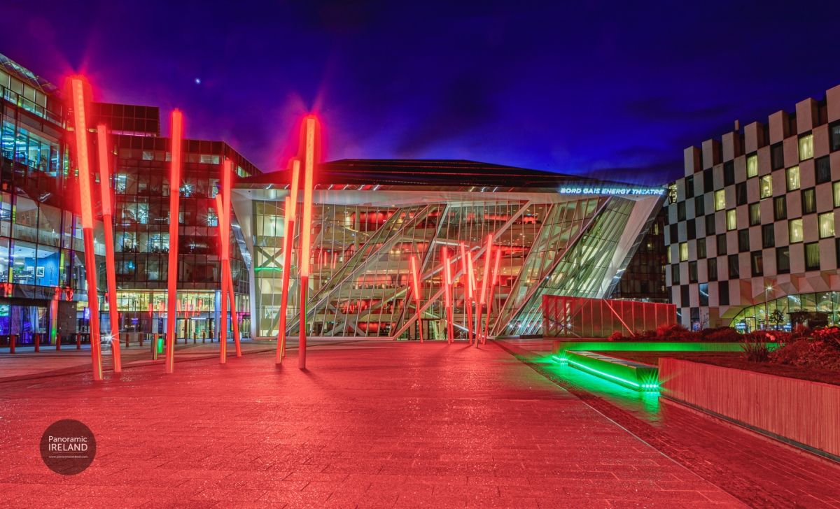 Roll Out the Red Carpet, Red Sticks Glowing in Dublin&#039;s Docklands at Grand Canal Square