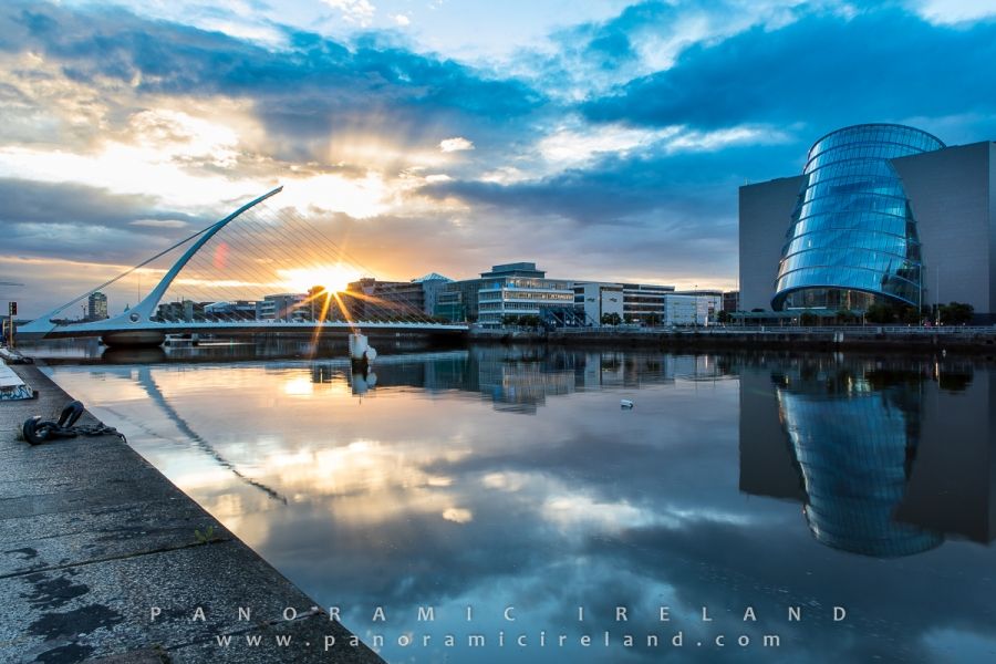 The River Liffey and Samuel Beckett Bridge at Sunset, Dublin