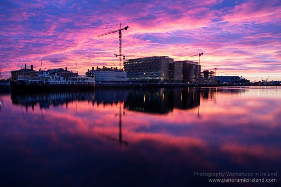Sunrise over the River Liffey on a Cloudy Morning, Dublin
